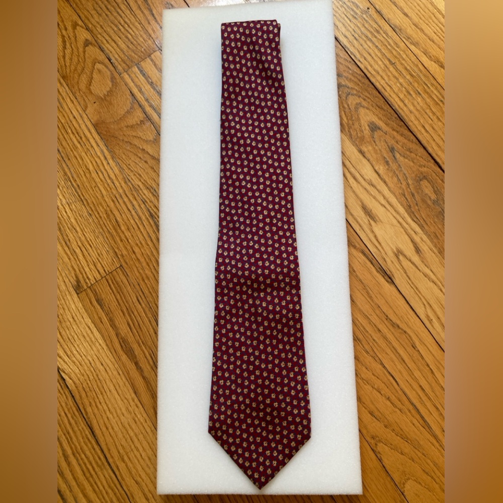 Christian Dior silk tie dark red/gold/navy blue